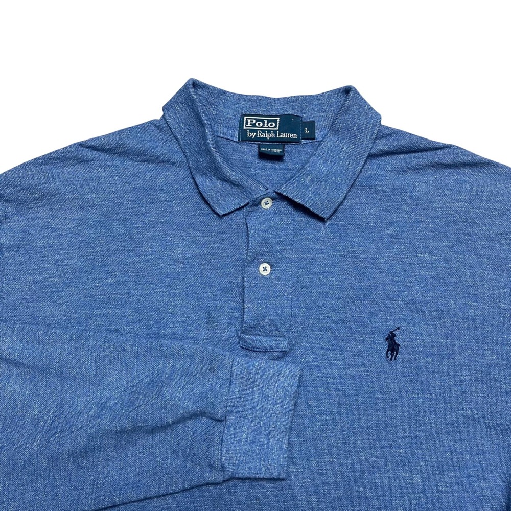 Polo Ralph Lauren Long Sleeve Polo Mens L Blue Heather Cotton Pony Logo Shirt